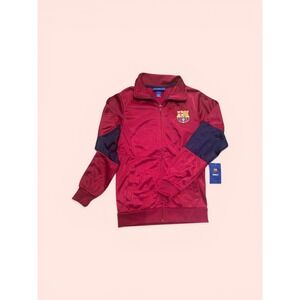 FC Barcelona Força Barça Youth Jacket Small 8-10 Burgundy Soccer NWT Team Warmup